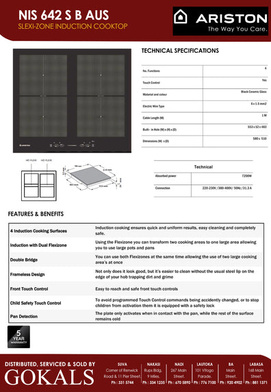 Ariston Induction Cooker 60cm ( NIS642F BAUS )